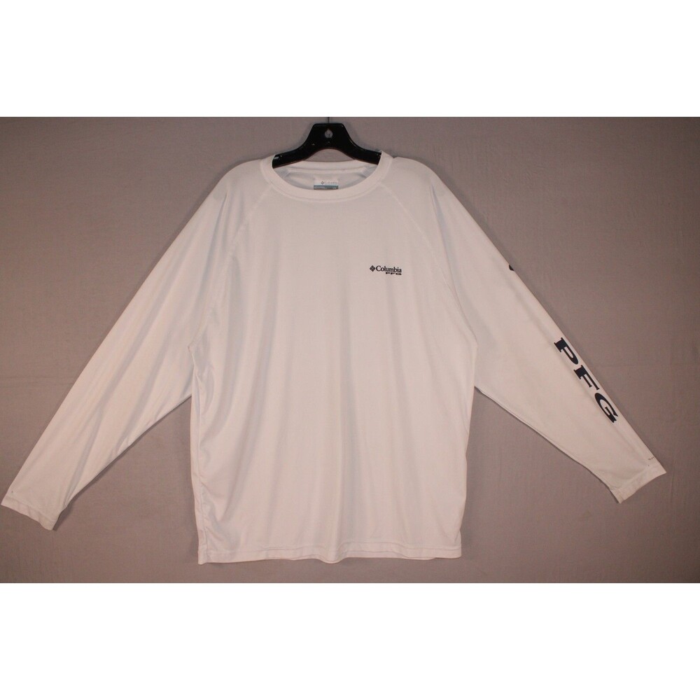 Columbia PFG Omni-Shade White Long Sleeve Performance Shirt Men's L
